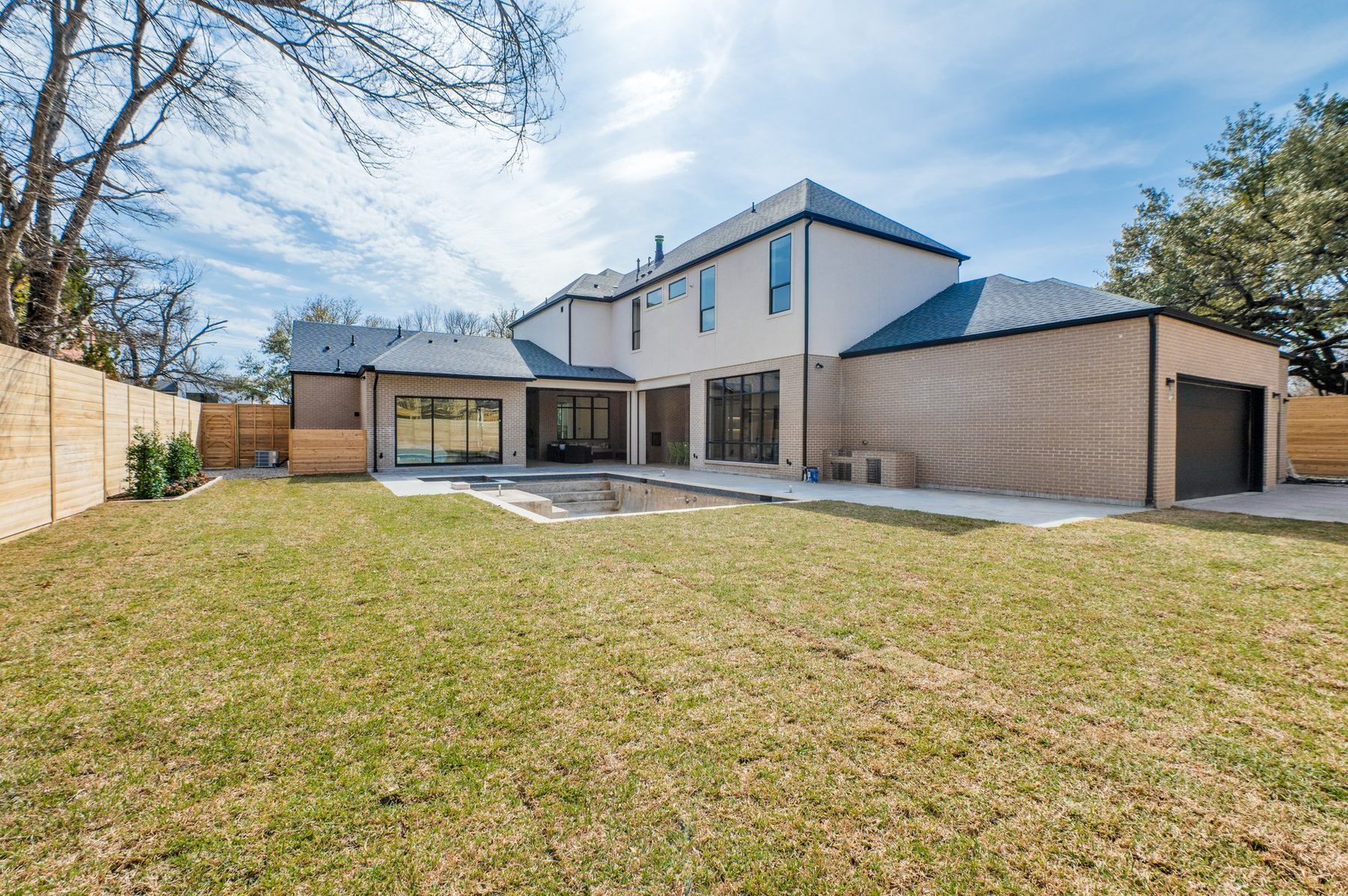 Rear elevation with pool and terrace