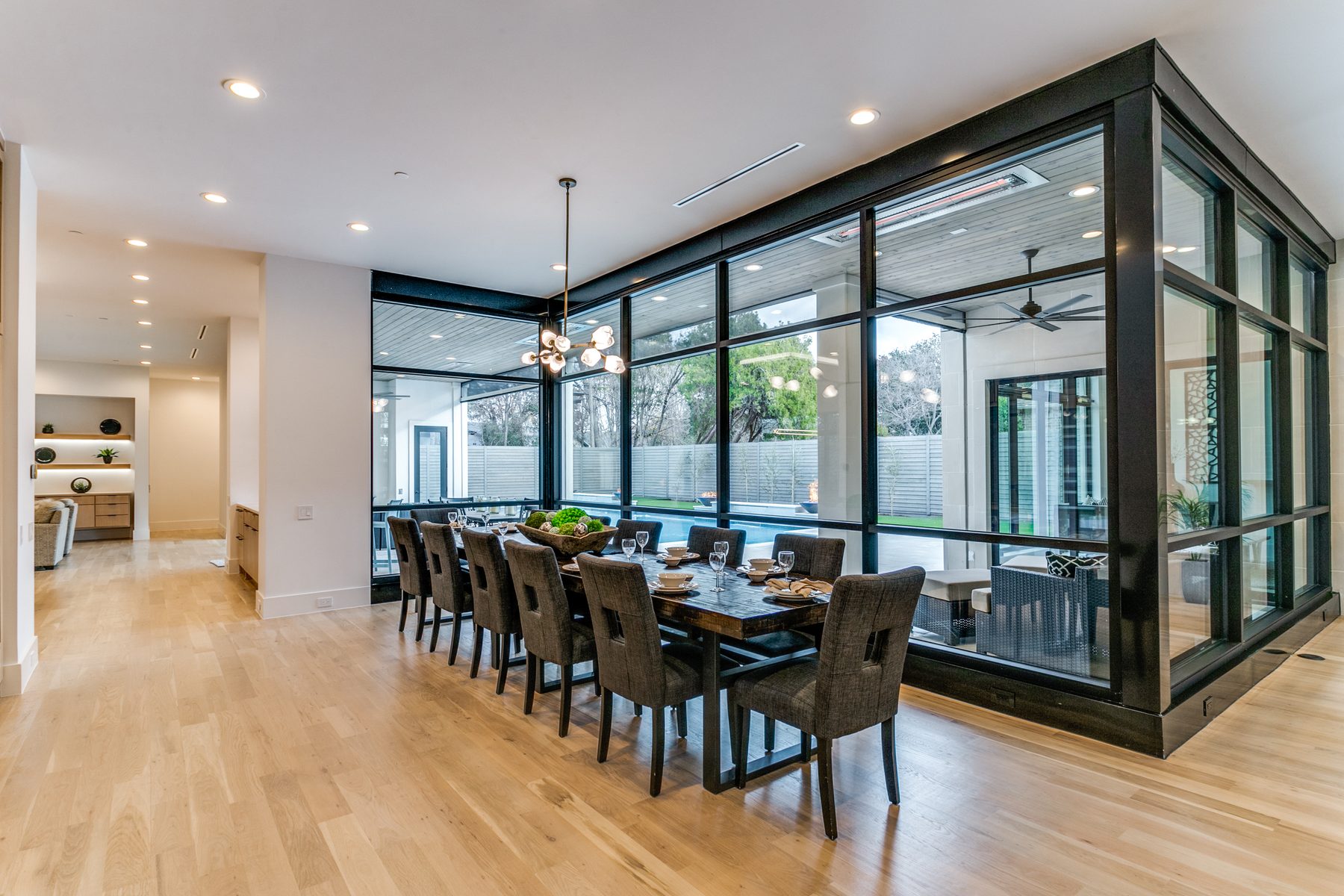 Glass conservatory dining room