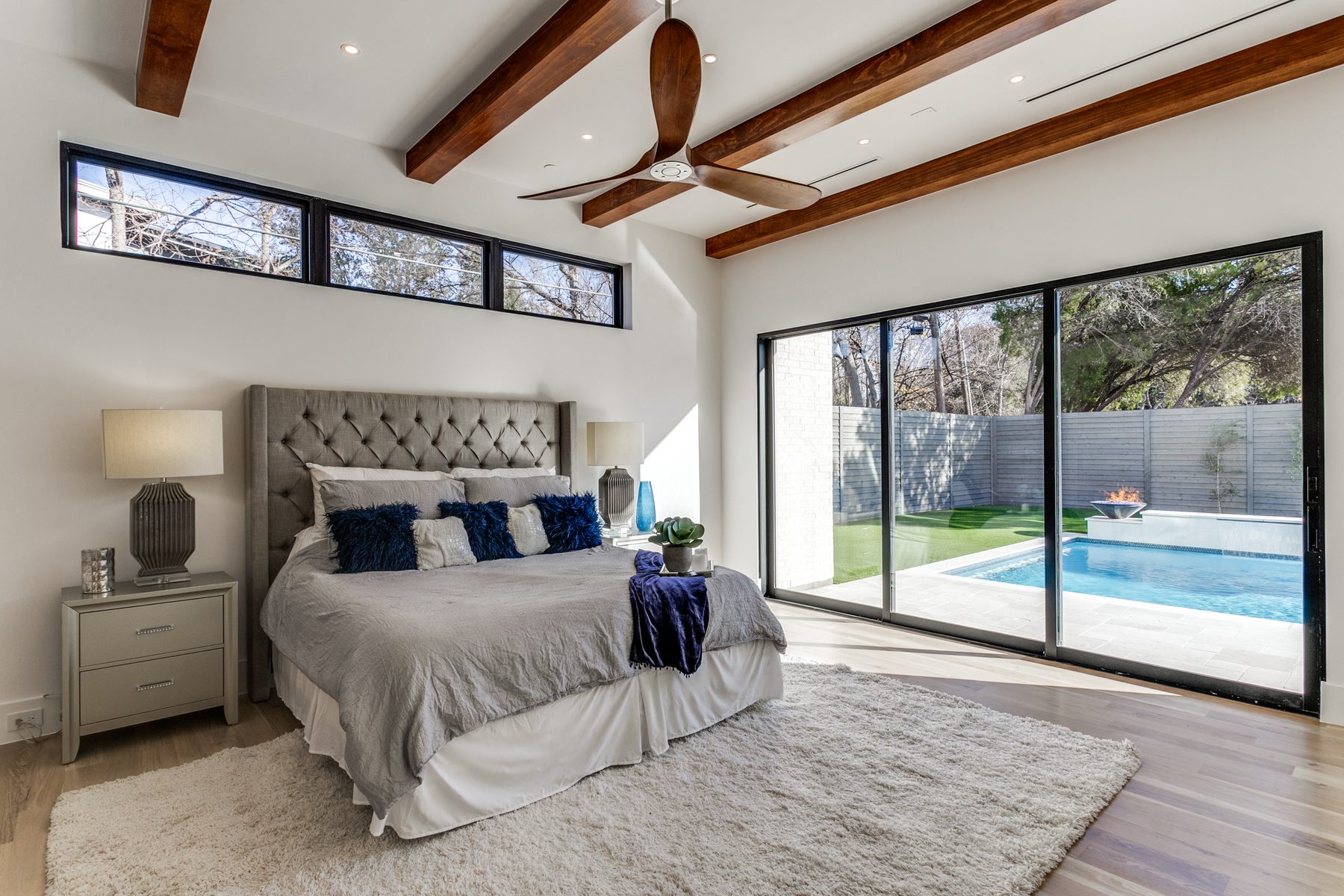Primary suite with pool views
